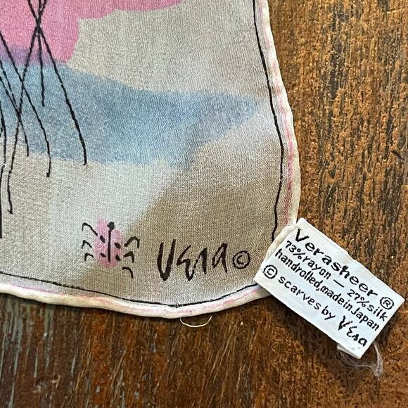VERA SHEER Vintage Women's Scarf Rayon & Silk - Picture 7 of 8